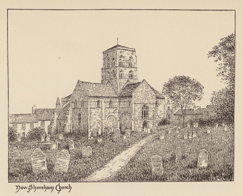 Sussex: Chiesa di New Shoreham (litografia) da Duncan Moul