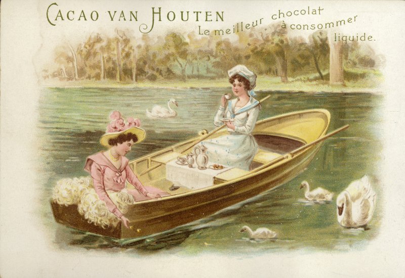Donne in barca a remi, che bevono cioccolata da Dutch School