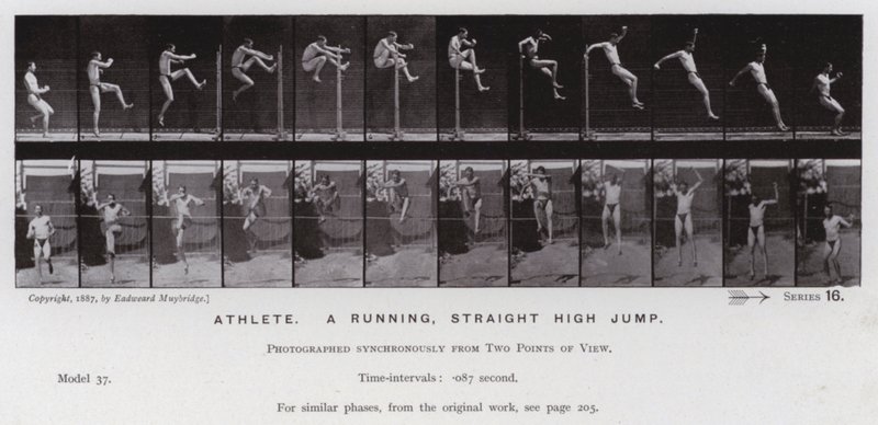 La figura umana in movimento: Atleta, salto in alto in corsa da Eadweard Muybridge