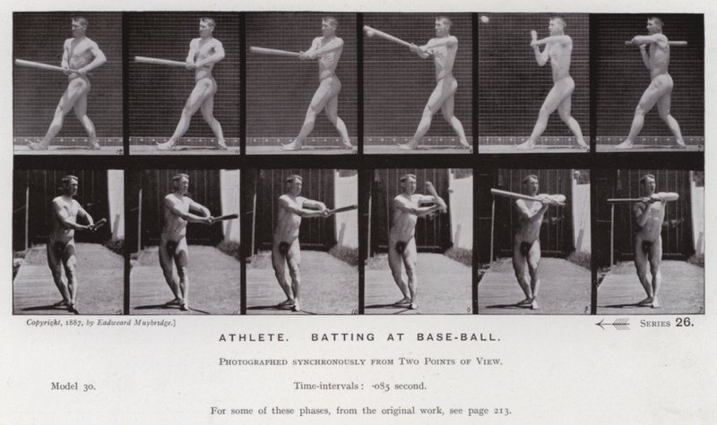 Figura umana in movimento: Atleta, battuta nel baseball da Eadweard Muybridge
