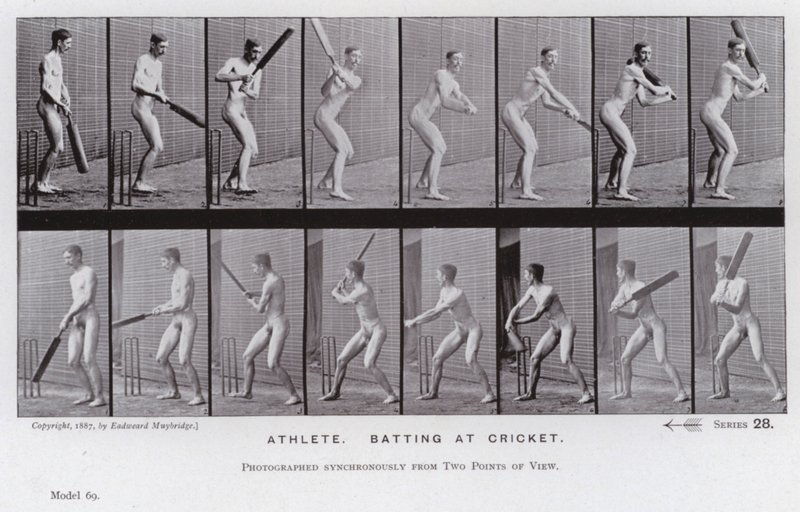 La figura umana in movimento: Atleta, battuta nel cricket da Eadweard Muybridge