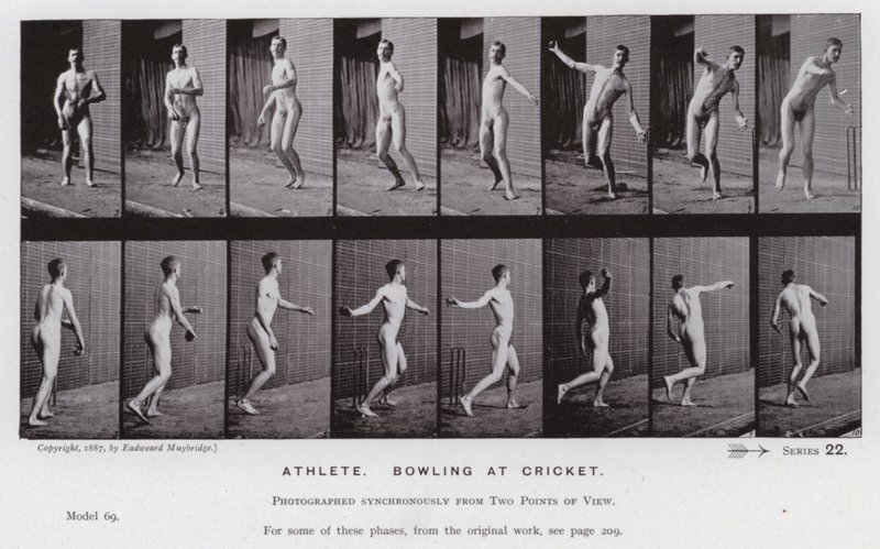 La figura umana in movimento: Atleta, giocando a cricket da Eadweard Muybridge