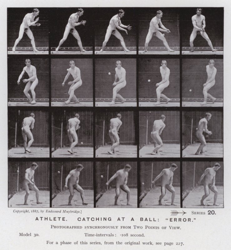 La figura umana in movimento: Atleta, presa di una palla, "errore" da Eadweard Muybridge