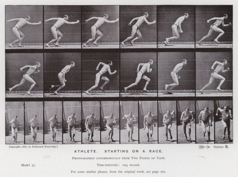 La figura umana in movimento: Atleta, partendo per una gara da Eadweard Muybridge
