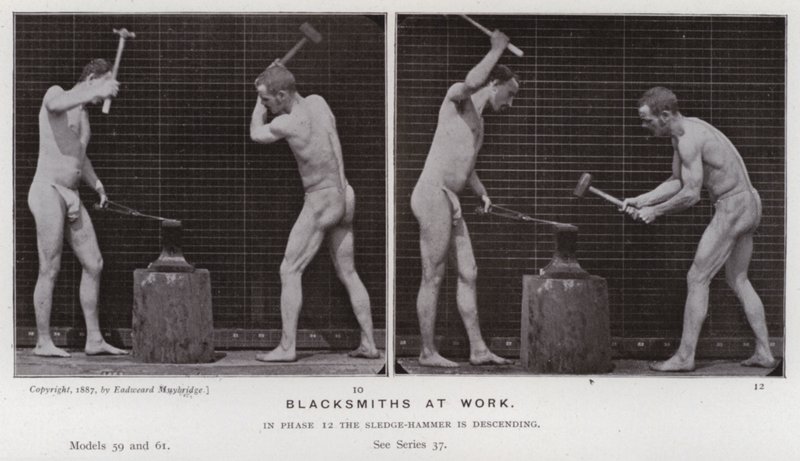 La figura umana in movimento: Fabbri al lavoro da Eadweard Muybridge