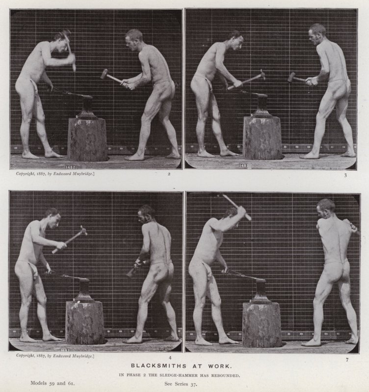 La figura umana in movimento: Fabbri al lavoro da Eadweard Muybridge