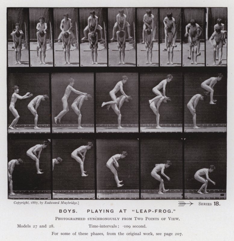 La figura umana in movimento: Ragazzi, giocando a "Salta-Rana" da Eadweard Muybridge