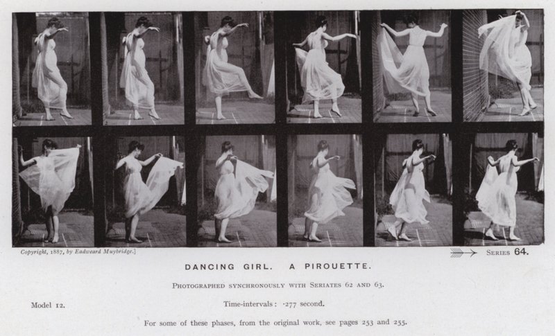 La figura umana in movimento: Ragazza danzante, una pirouette da Eadweard Muybridge