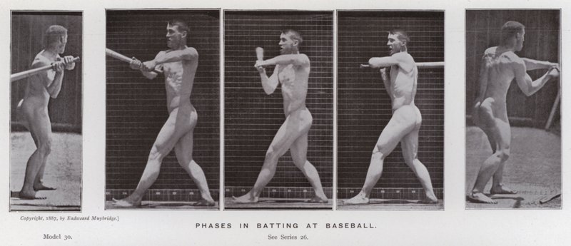 La figura umana in movimento: Fasi nel battuta del baseball da Eadweard Muybridge