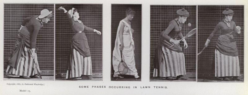 La figura umana in movimento: Alcune fasi nel tennis su prato da Eadweard Muybridge