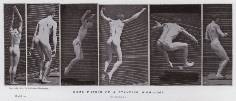 La figura umana in movimento: Alcune fasi di un salto in alto da Eadweard Muybridge