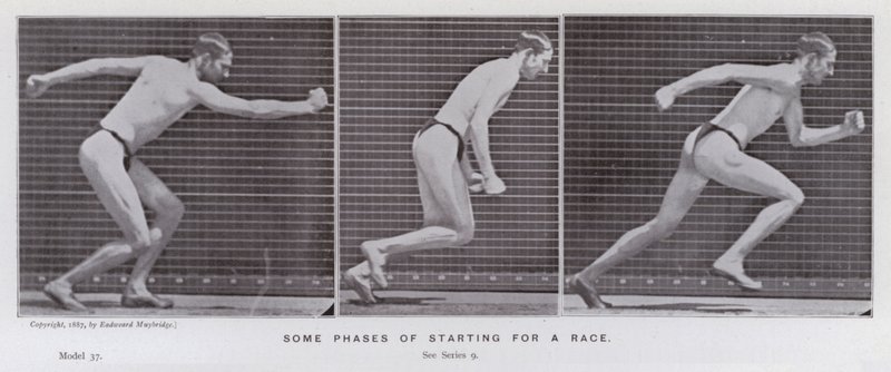 Figura umana in movimento: Alcune fasi di partenza di una corsa da Eadweard Muybridge