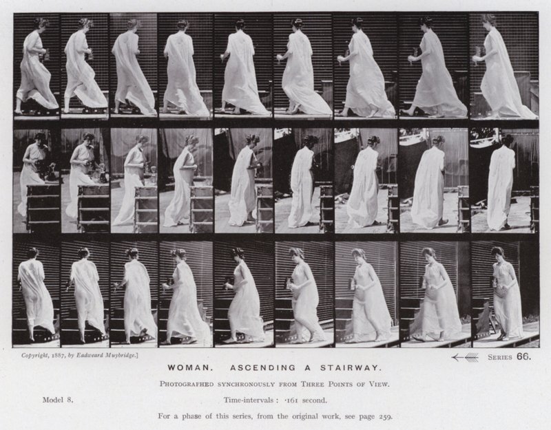 La figura umana in movimento: Donna, salendo una scala da Eadweard Muybridge