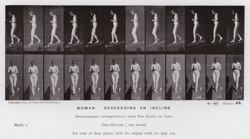 La figura umana in movimento: Donna, che scende una pendenza da Eadweard Muybridge