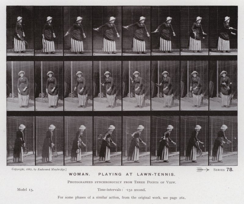 Figura umana in movimento: Donna che gioca a tennis da Eadweard Muybridge