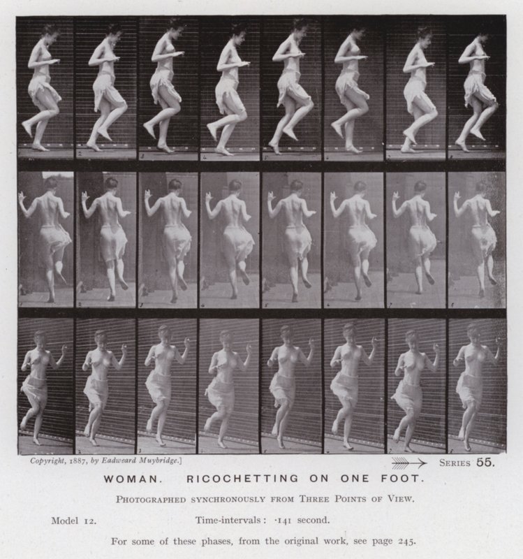 Figura umana in movimento: Donna che rimbalza su un piede da Eadweard Muybridge