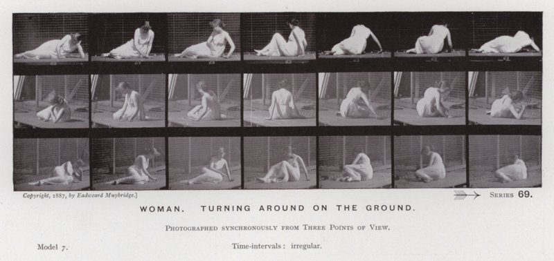 La figura umana in movimento: Donna, girando a terra da Eadweard Muybridge