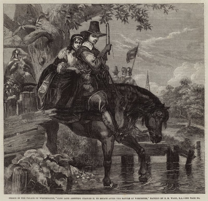 Jane Lane aiuta Carlo II a fuggire dopo la battaglia di Worcester da Edgar Melville Ward