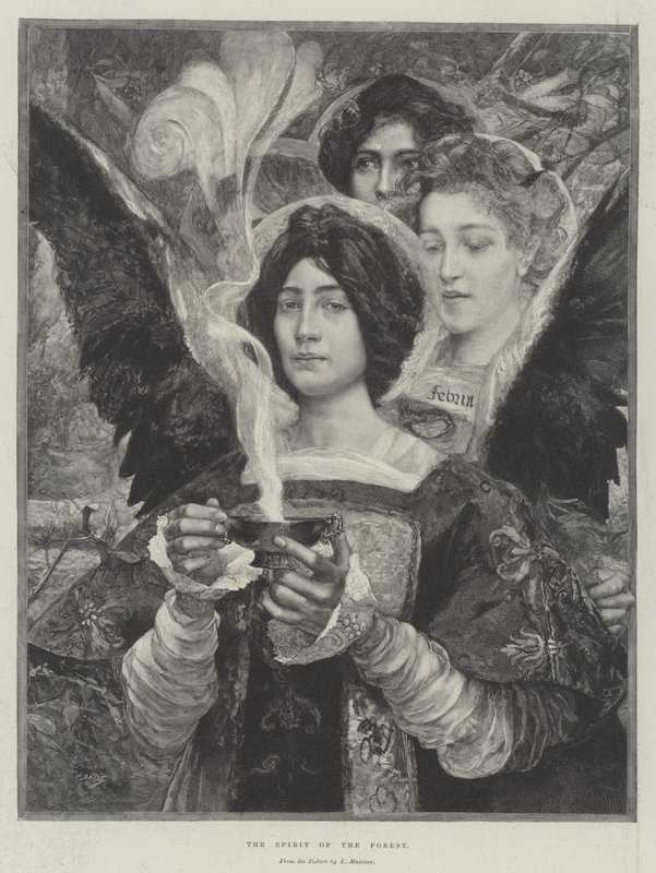 Lo spirito della foresta (incisione) da Edgar Maxence