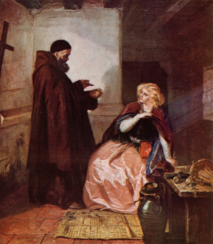 Shakespeare: Giulietta e frate Lorenzo, Romeo e Giulietta, Atto IV, Scena 1 da Edgar Melville (after) Ward