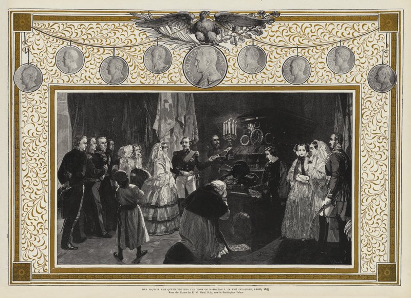 Sua Maestà la Regina in visita alla tomba di Napoleone I agli Invalides, Parigi, 1855 da Edgar Melville Ward