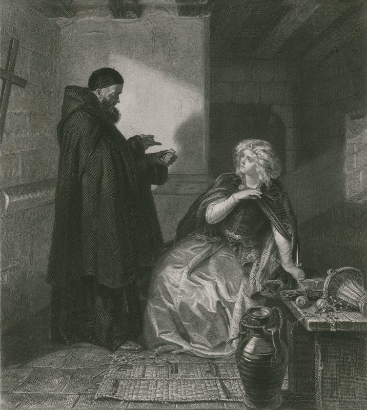 Giulietta nella cella di Frate Lorenzo, Romeo e Giulietta da Edgar Melville Ward