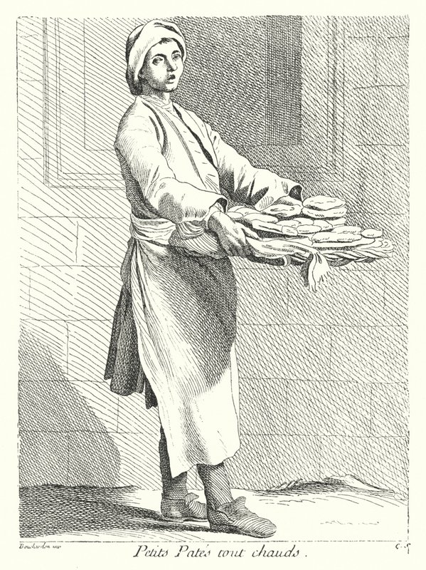 Venditore di pasticceria (incisione) da Edmé (after) Bouchardon