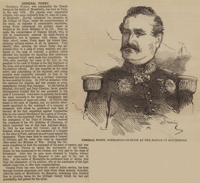 Il generale Forey, comandante in capo alla battaglia di Montebello da Edmond Morin