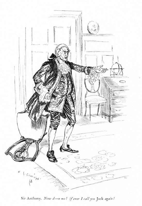 Illustrazione per I rivali di Sheridan (incisione) da Edmund Joseph (after) Sullivan