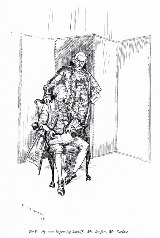 Illustrazione per La scuola della maldicenza di Sheridan da Edmund Joseph (after) Sullivan