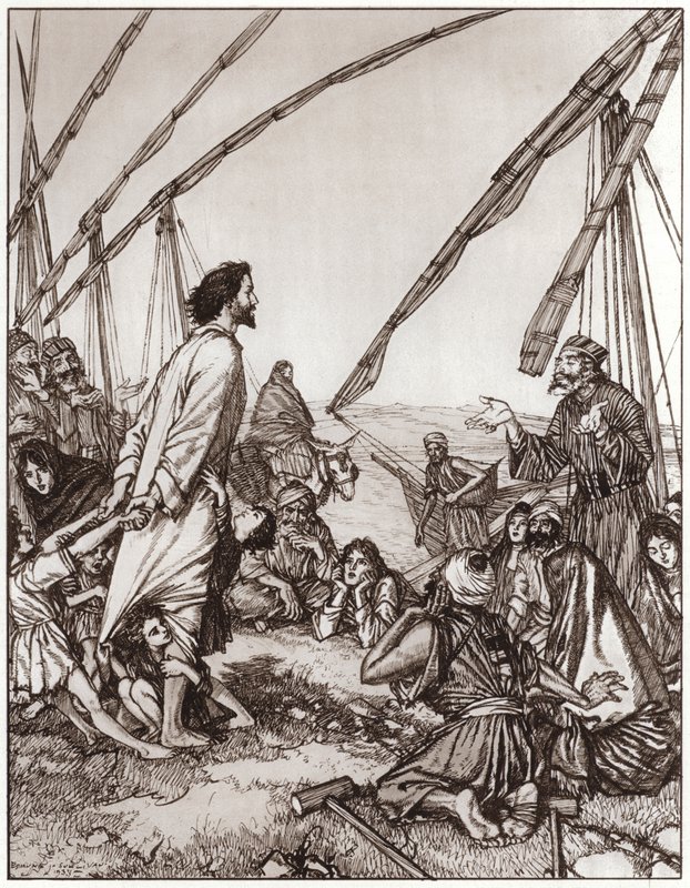 Gesù chiede: Chi è il Mio Prossimo? da Edmund Joseph Sullivan