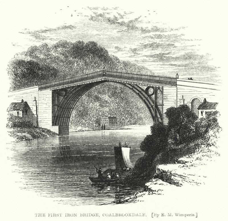 Il primo ponte di ferro, Coalbrookdale da Edmund Morison (after) Wimperis