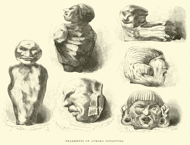 Frammenti di scultura Aymara da Edouard Riou