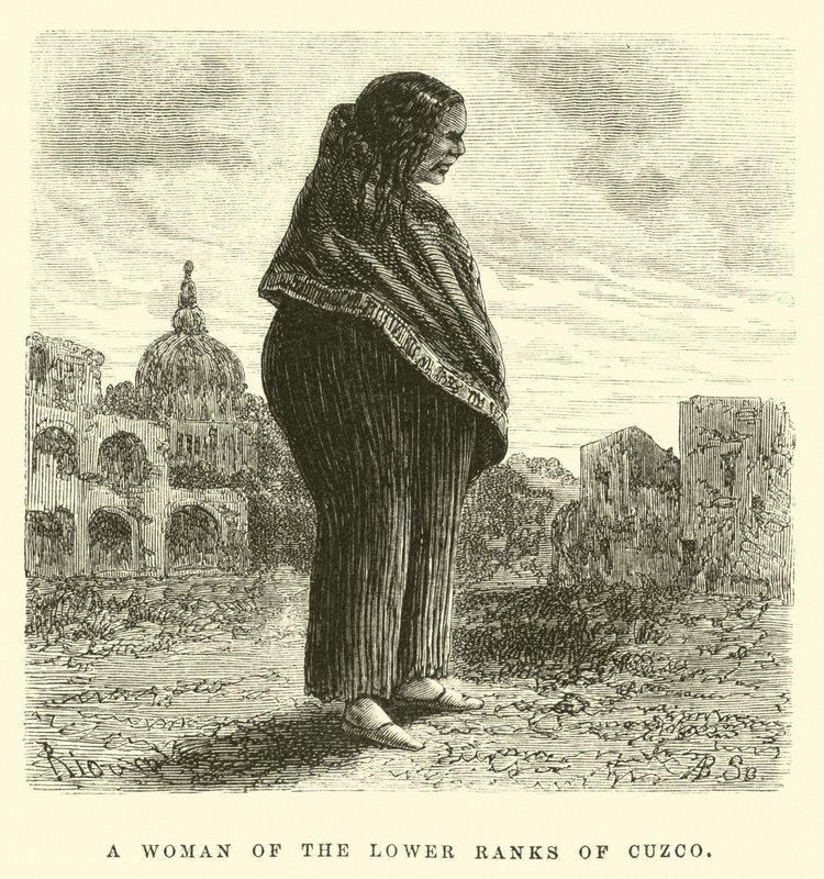 Una donna dei ranghi inferiori di Cuzco (incisione) da Edouard (after) Riou