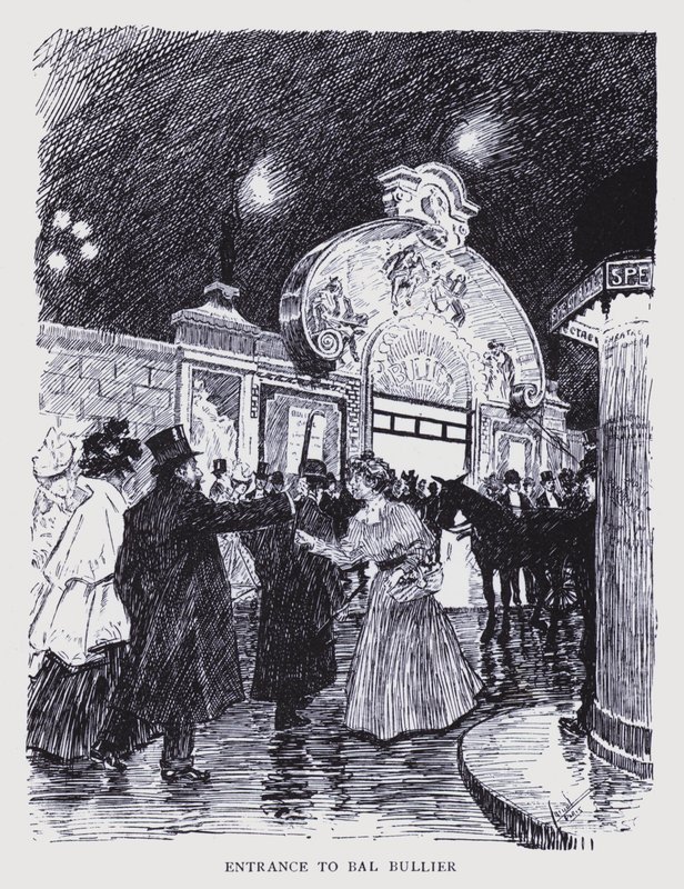 Parigi bohémien: Ingresso del Bal Bullier (litografia) da Edouard Alfred (1875 1954) Cucuel