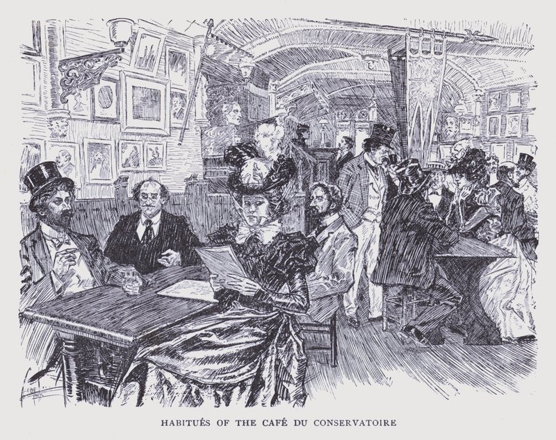Parigi bohémien: abitudini del Café du Conservatoire (litografia) da Edouard Alfred (1875-1954) Cucuel