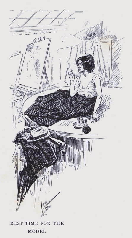 Parigi bohémien: Tempo di riposo per la modella (litografia) da Edouard Alfred (1875 1954) Cucuel