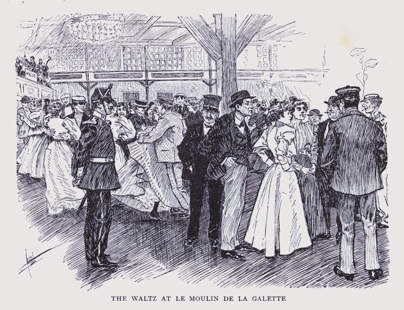 Parigi bohémien: Il valzer al Moulin de la Galette (litografia) da Edouard Alfred (1875-1954) Cucuel