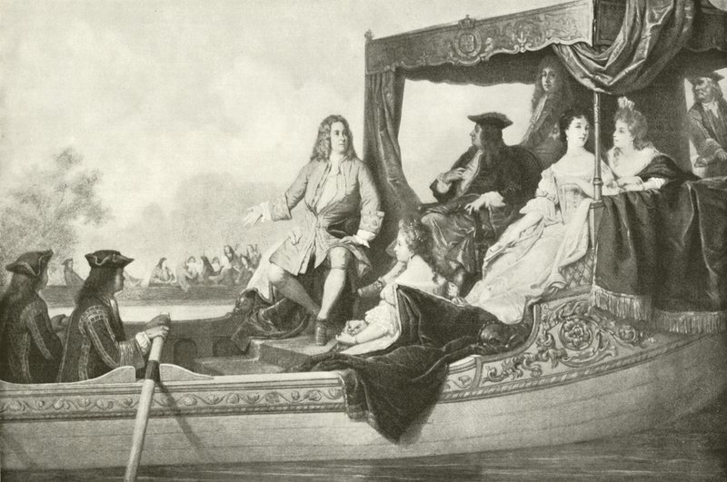 Concerto sul fiume di Handel per Giorgio I (incisione) da Edouard Jean Conrad Hamman