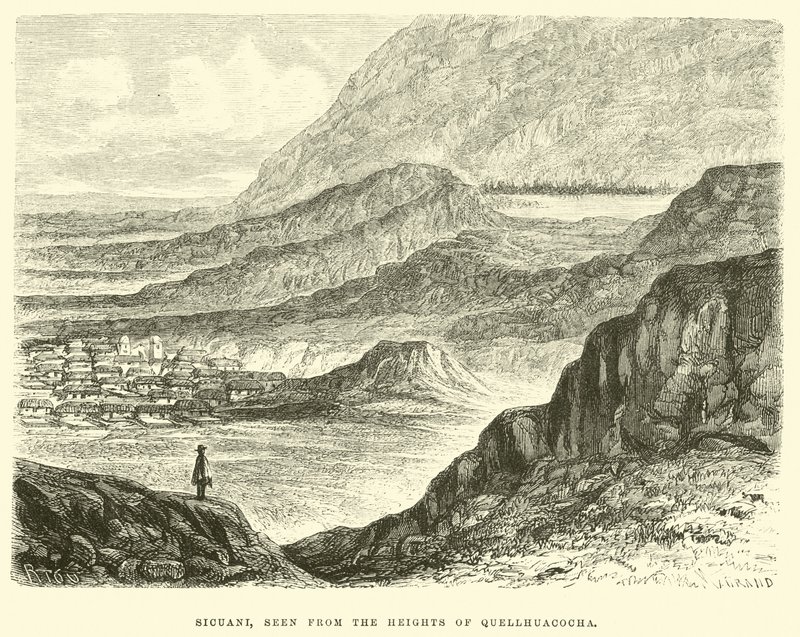 Sicuani, vista dalle alture di Quellhuacocha da Edouard Riou