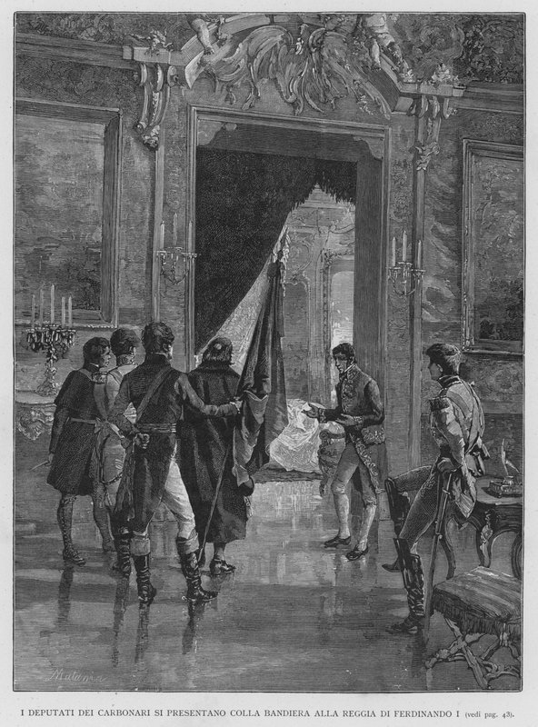I Deputati dei Carbonari si Presentano con la Bandiera alla Reggia di Ferdinando I da Edouardo Matania