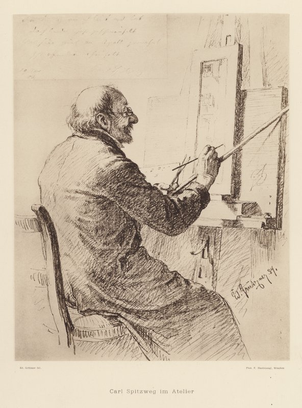 Ritratto di Carl Spitzweg, pittore romantico tedesco da Eduard von (after) Grutzner