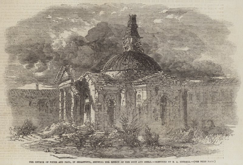 La chiesa di Pietro e Paolo a Sebastopoli, mostrando l