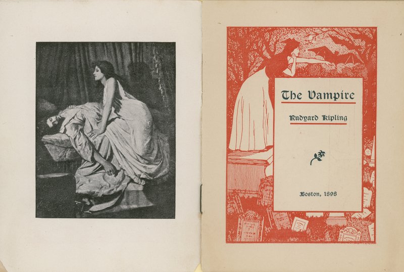 Frontespizio e pagina del titolo per Il Vampiro di Rudyard Kipling da Edward Burne Jones