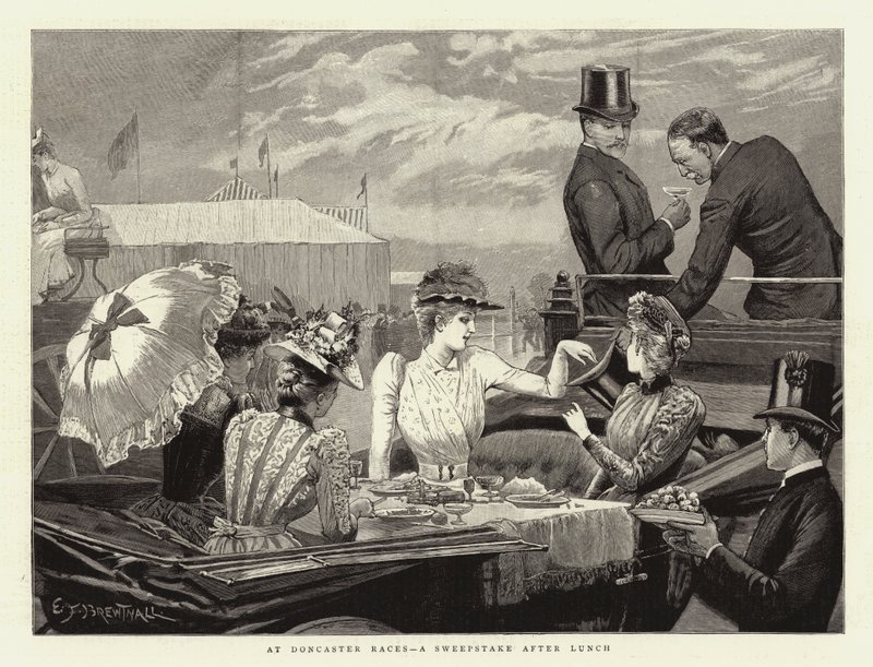 Alle corse di Doncaster, una lotteria dopo pranzo da Edward Frederick Brewtnall