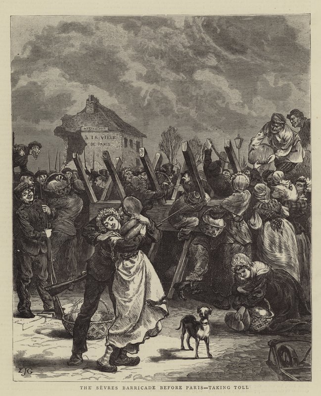 La barricata di Sèvres prima di Parigi, riscossione del pedaggio da Edward John Gregory