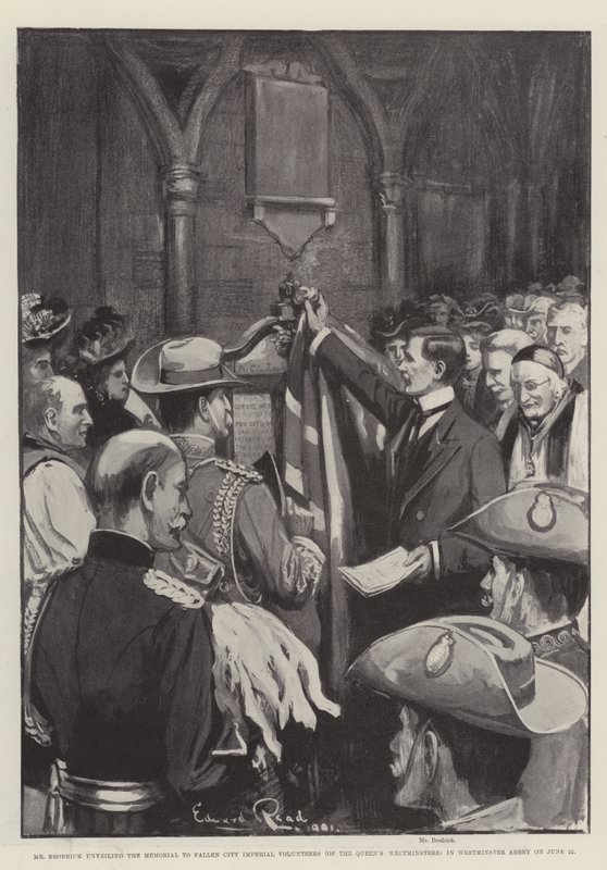 Mr Brodrick svela il memoriale ai volontari imperiali caduti della città (dei Queen