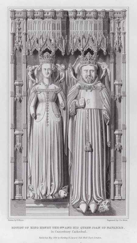 Effigie di re Enrico IV e della sua regina Giovanna di Navarra, nella cattedrale di Canterbury (incisione) da Edward Blore
