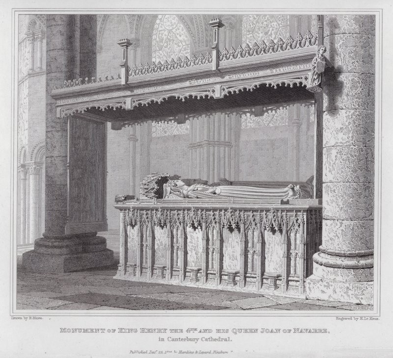 Monumento di re Enrico IV e della sua regina Giovanna di Navarra, nella cattedrale di Canterbury (incisione) da Edward Blore