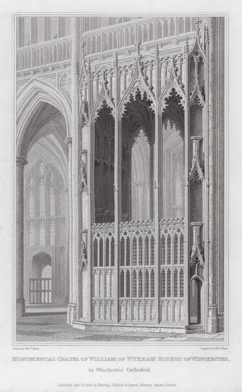 Cappella monumentale di William of Wykham, vescovo di Winchester, nella cattedrale di Winchester (incisione) da Edward Blore